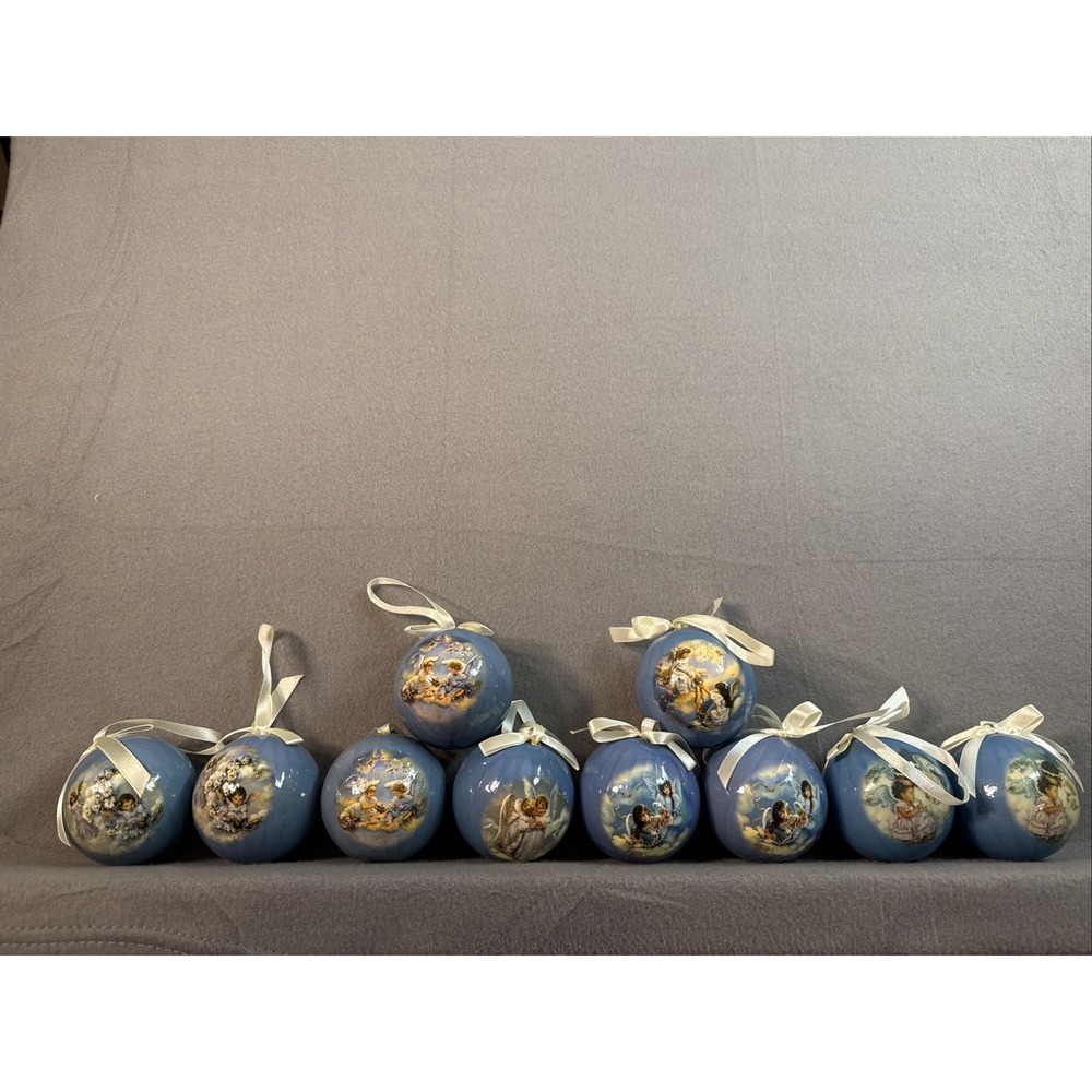 Lot Of Angel Christmas Tree Ornaments Blue Plastic 10 Total Sandra Kuck Vintage